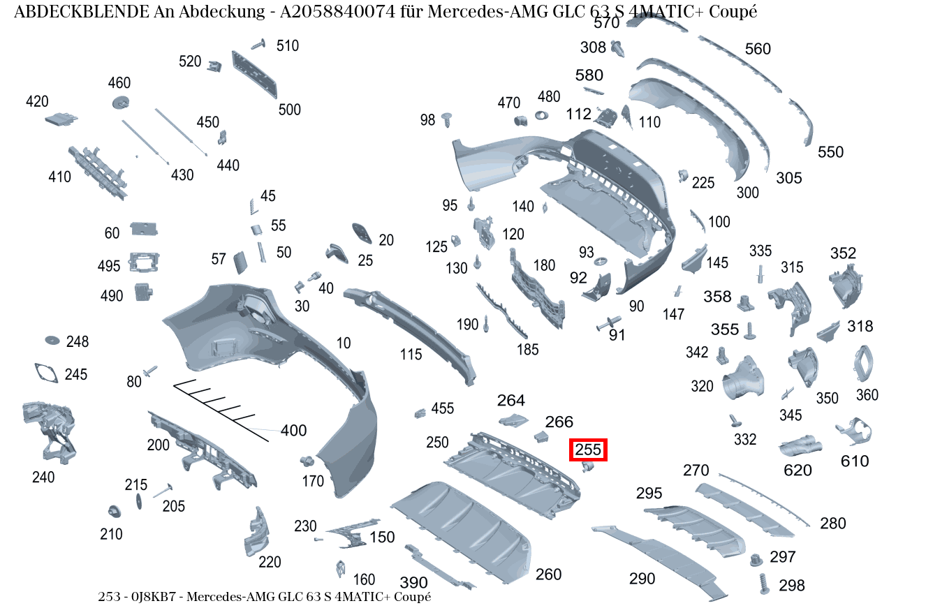 Abdeckblende An Abdeckung Mercedes-AMG GLC 63 S 4MATIC+ Coupé 253 Abdeckblende An Abdeckung Mercedes-AMG GLC 63 S 4MATIC+ Coupé 253