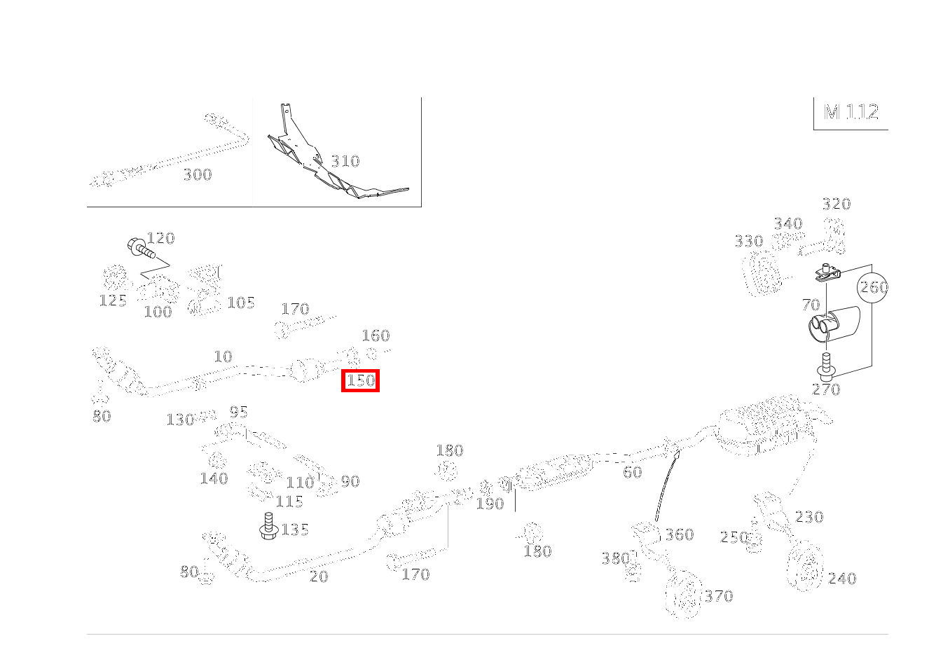 Flansch AUSPUFFROHR LINKS AN AUSPUFFROHR RECHTS C 320 Sportcoupé 203