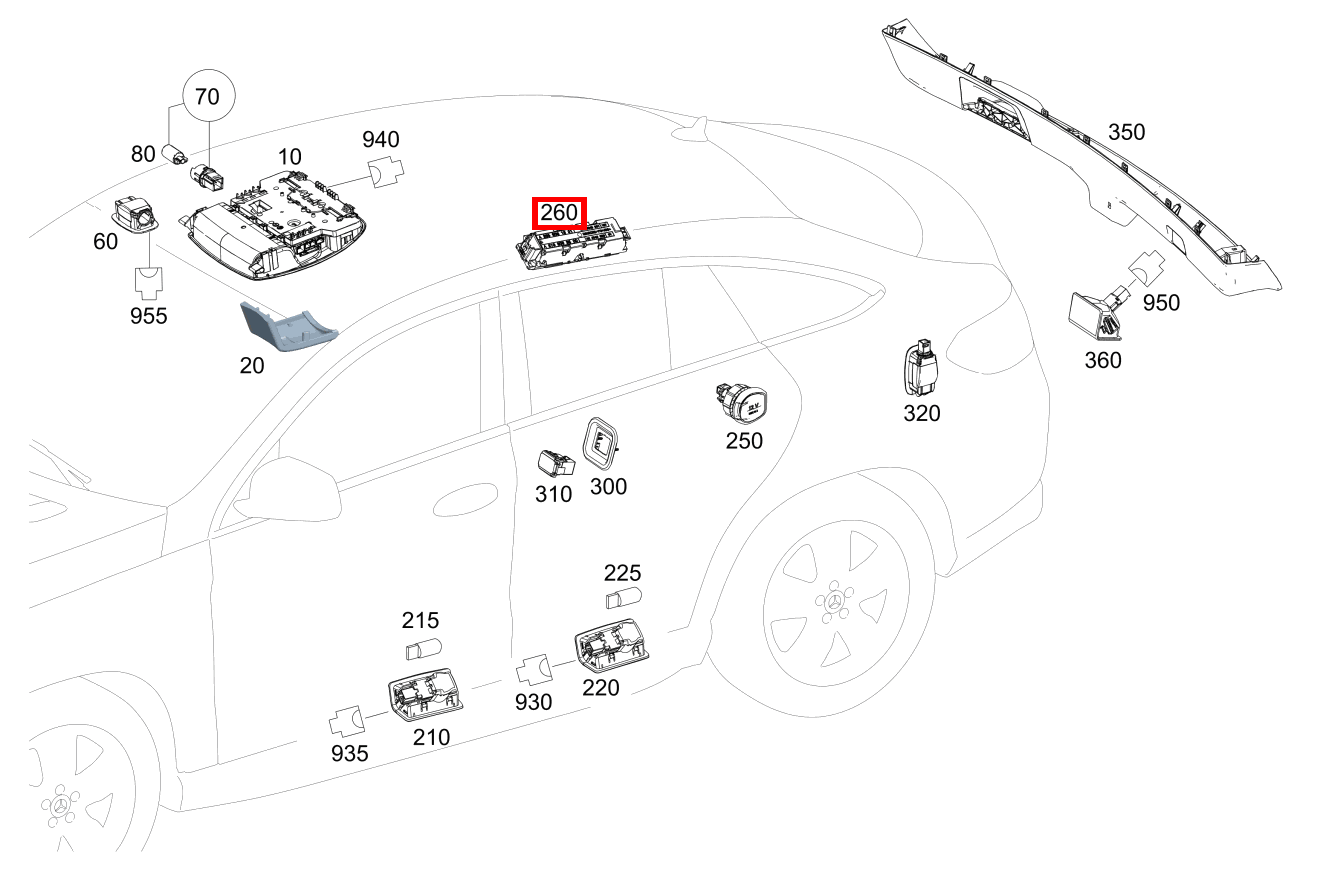 Innenraumleuchte HALTEGRIFF HINTEN RECHTS Mercedes-AMG GLE 43 4MATIC Coupé 293 Innenraumleuchte HALTEGRIFF HINTEN RECHTS Mercedes-AMG GLE 43 4MATIC Coupé 293