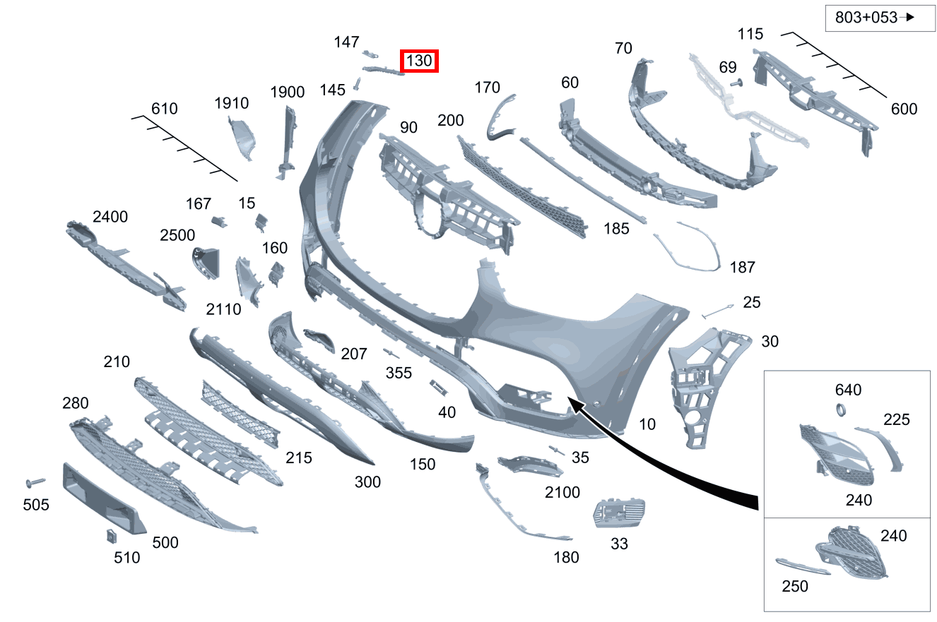 Befestigungsschiene AN STOSSFAENGER, RADLAUF LINKS Mercedes-AMG GLE 63 S 4MATIC+ Coupé 167