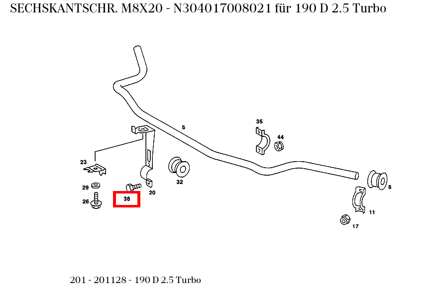 Sechskantschraube M8X20 190 D 2.5 Turbo 201