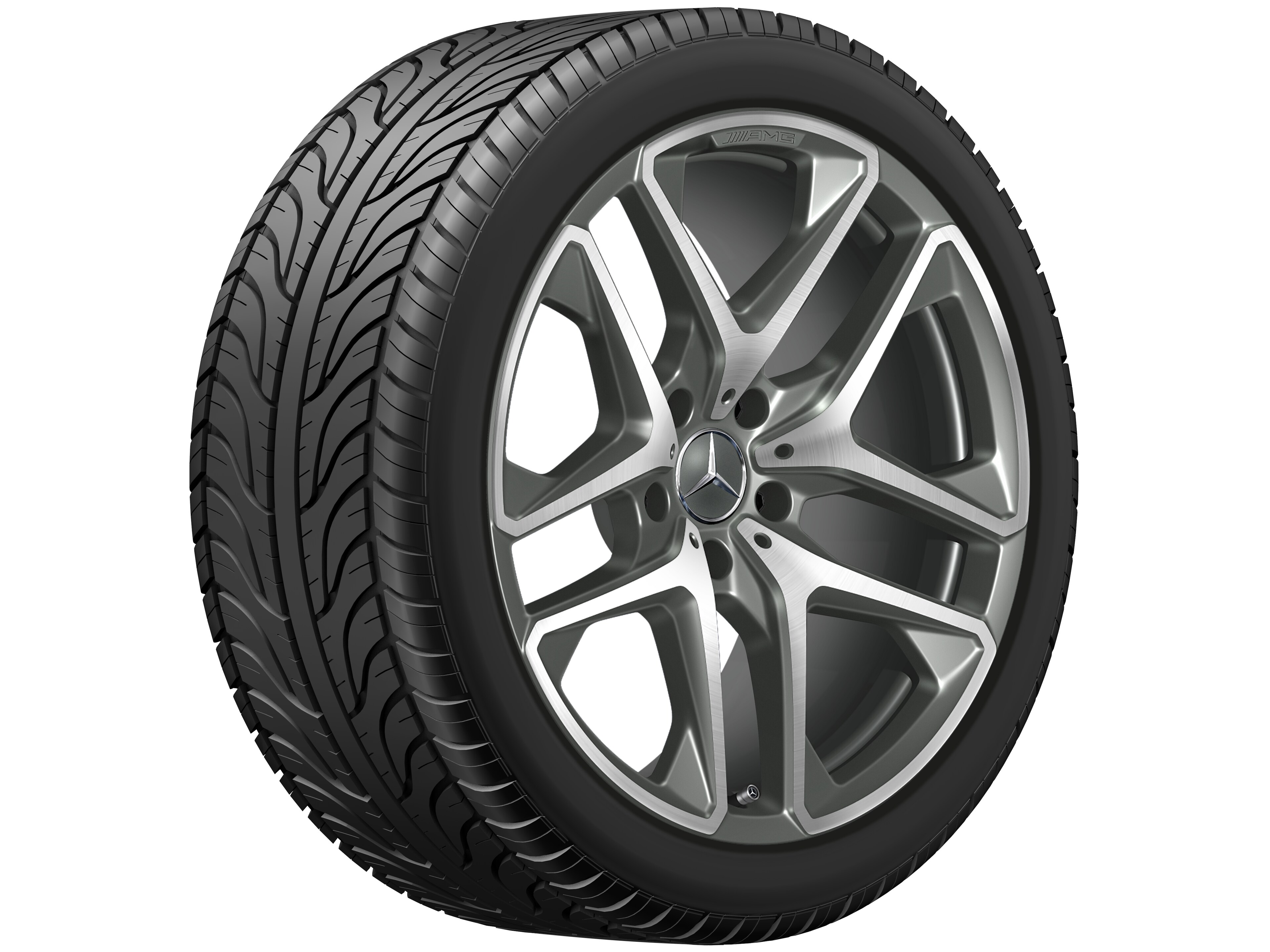 Mercedes-Benz - Original AMG 21 Zoll AMG 5-Doppelspeichen-Rad titangrau glanzgedreht mit 275/45/21 110 V Goodyear UltraGrip Performance SUV G1 MO1