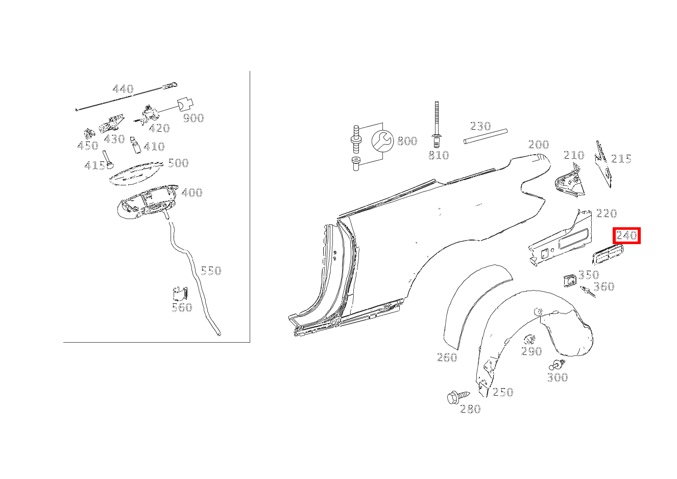ENTLUEFTUNG ENTLUEFTUNGSKLAPPE HINTEN RECHTS E 500/550 CABR. 207 ENTLUEFTUNG ENTLUEFTUNGSKLAPPE HINTEN RECHTS E 500/550 CABR. 207