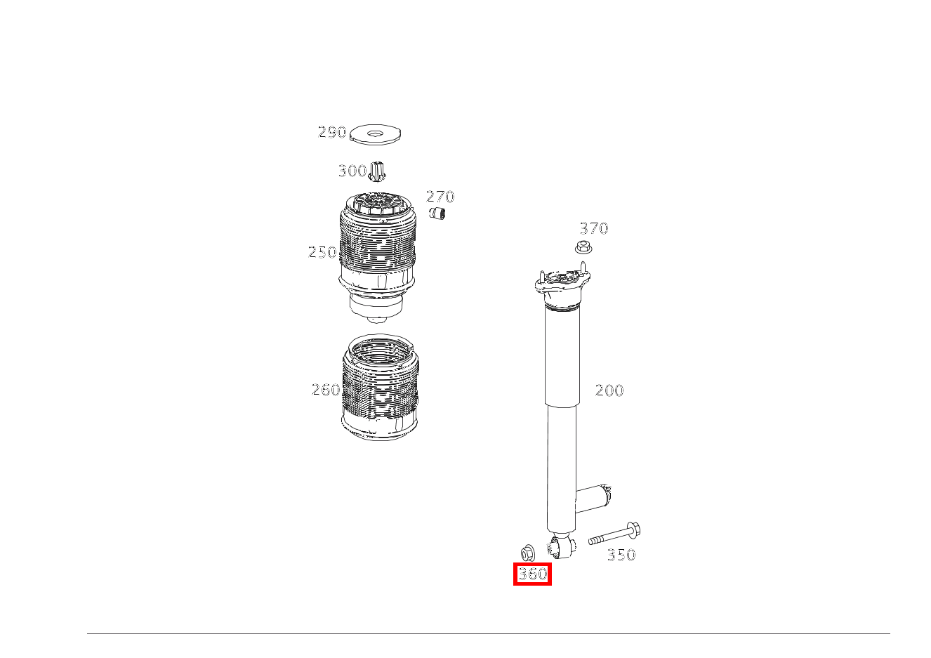 Mutter Stoßdämpfer an Federlenker; M10 E 200 Limousine 213 Mutter Stoßdämpfer an Federlenker; M10 E 200 Limousine 213