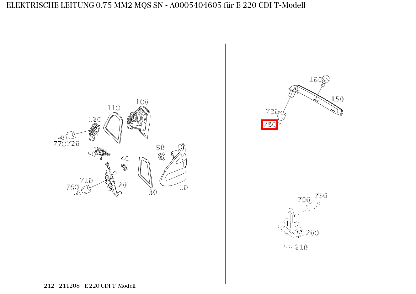 Elektrische Leitung 0.75 MM2 MQS SN E 220 CDI T-Modell 212 Elektrische Leitung 0.75 MM2 MQS SN E 220 CDI T-Modell 212