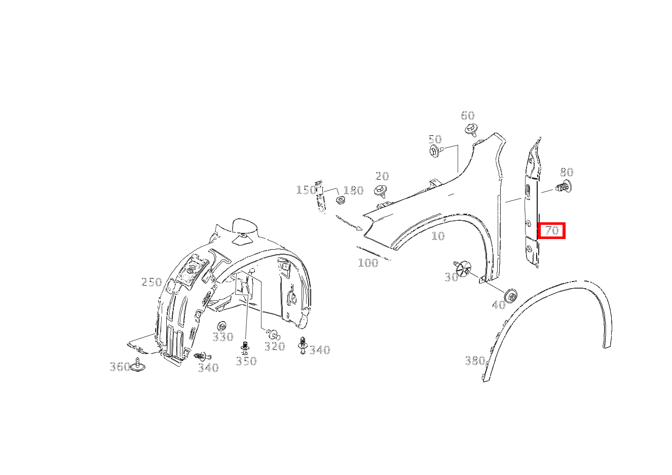 Kotflügelabdeckung LINKS B 200 246