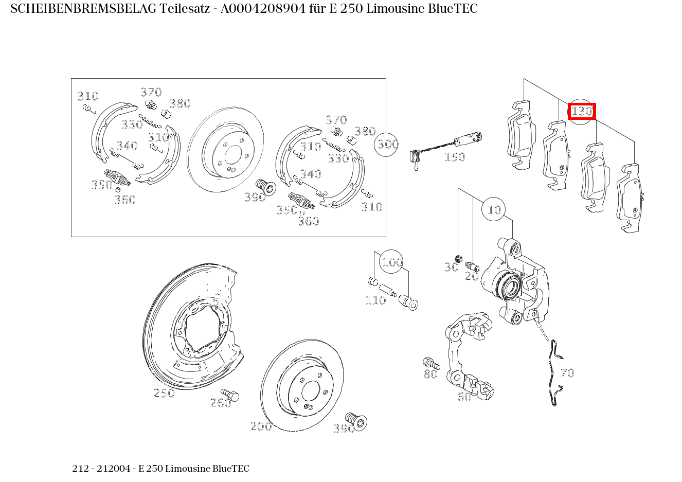 Scheibenbremsbelag Teilesatz E 250 Limousine BlueTEC 212 Scheibenbremsbelag Teilesatz E 250 Limousine BlueTEC 212