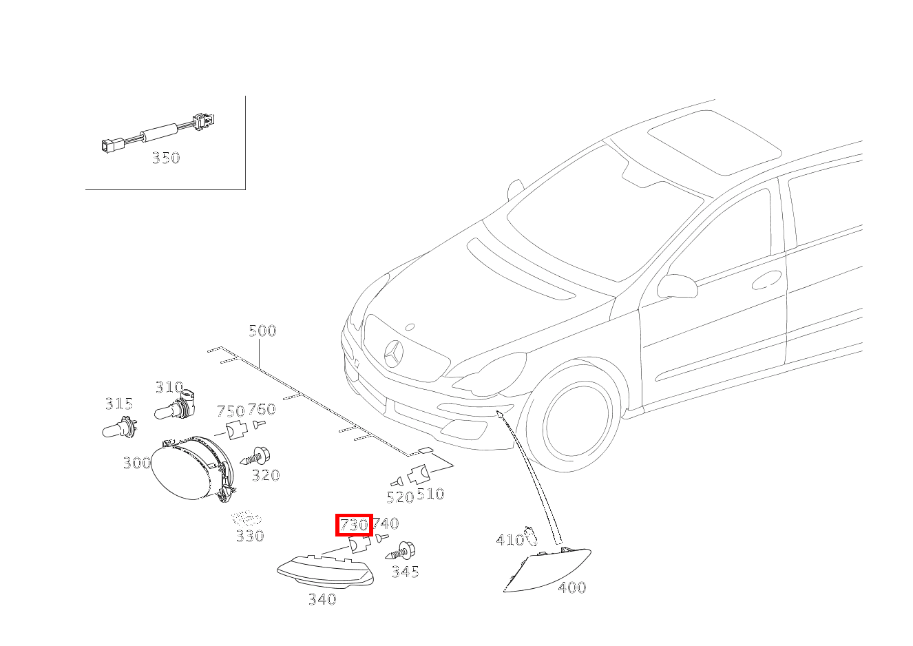 Kupplungsgehäuse TAGFAHRLICHT E1/7, E2/7; 2-PIN MLK1.2 R 500/550 L 4MATIC 251 Kupplungsgehäuse TAGFAHRLICHT E1/7, E2/7; 2-PIN MLK1.2 R 500/550 L 4MATIC 251