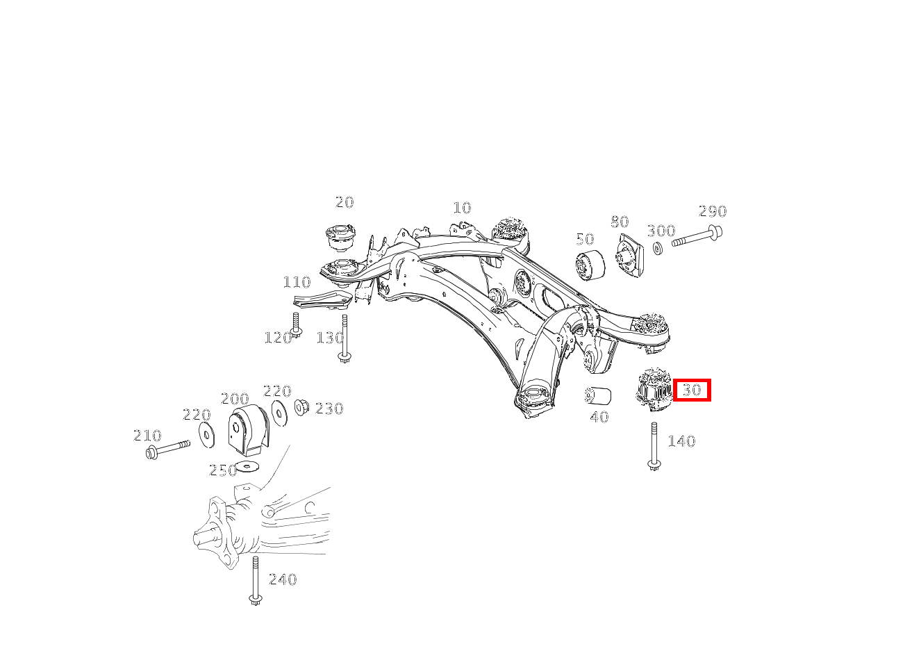 Fahrschemellager Hinterachsträger an Rahmenboden hinten GLK 220 CDI 4MATIC 253 Fahrschemellager Hinterachsträger an Rahmenboden hinten GLK 220 CDI 4MATIC 253