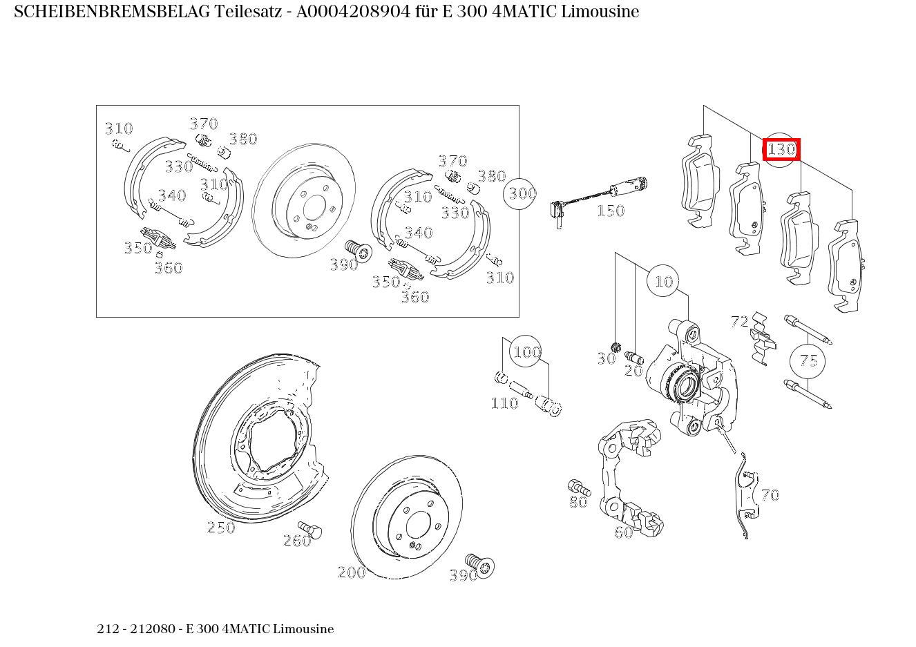 Scheibenbremsbelag Teilesatz E 300 4MATIC Limousine 212 Scheibenbremsbelag Teilesatz E 300 4MATIC Limousine 212