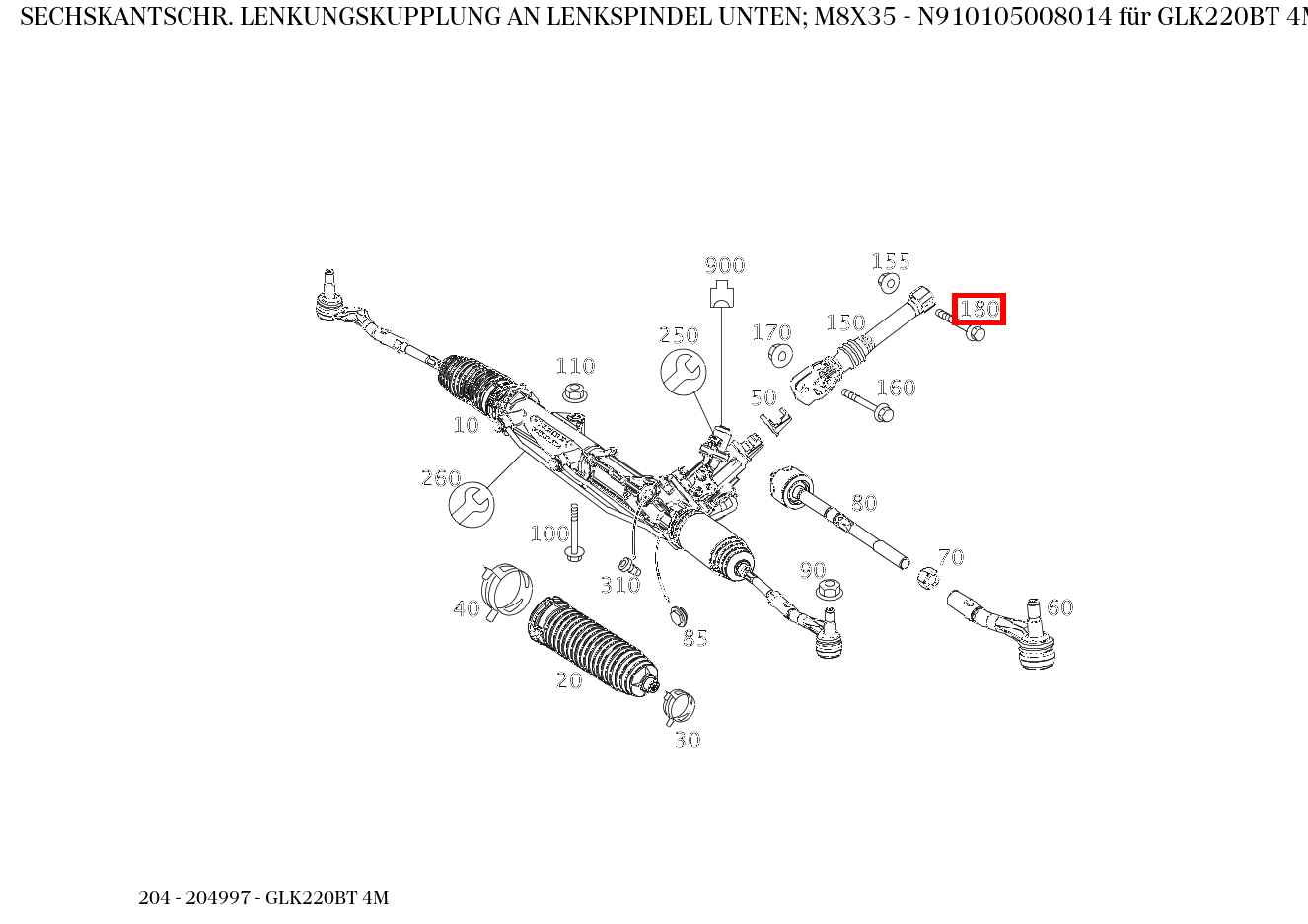 Sechskantschraube LENKUNGSKUPPLUNG AN LENKSPINDEL UNTEN; M8X35 GLK220BT 4M 204