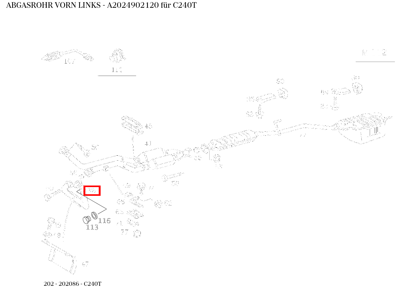 Abgasrohr VORN LINKS C240T 202