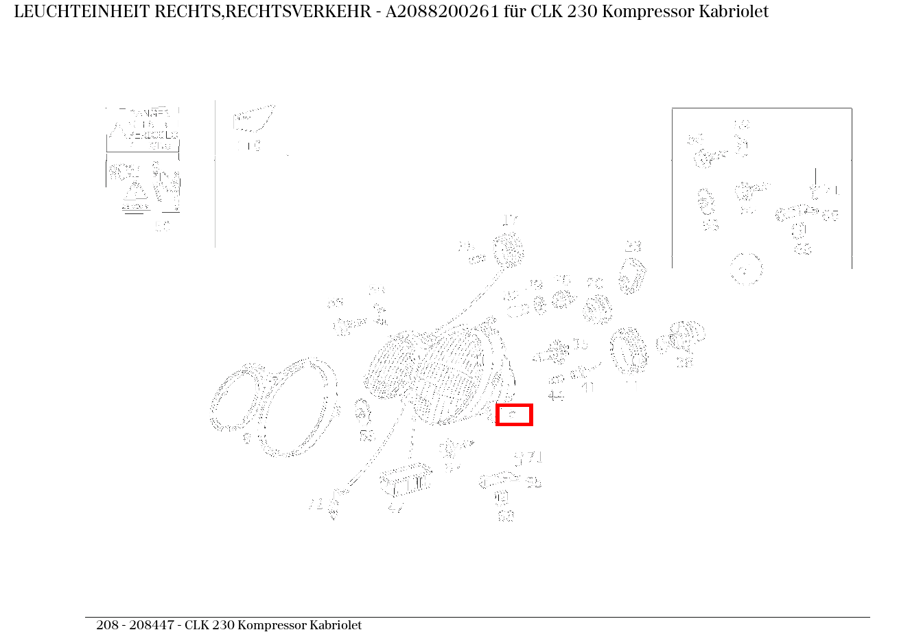 Leuchteinheit RECHTS,RECHTSVERKEHR CLK 230 Kompressor Kabriolet 208