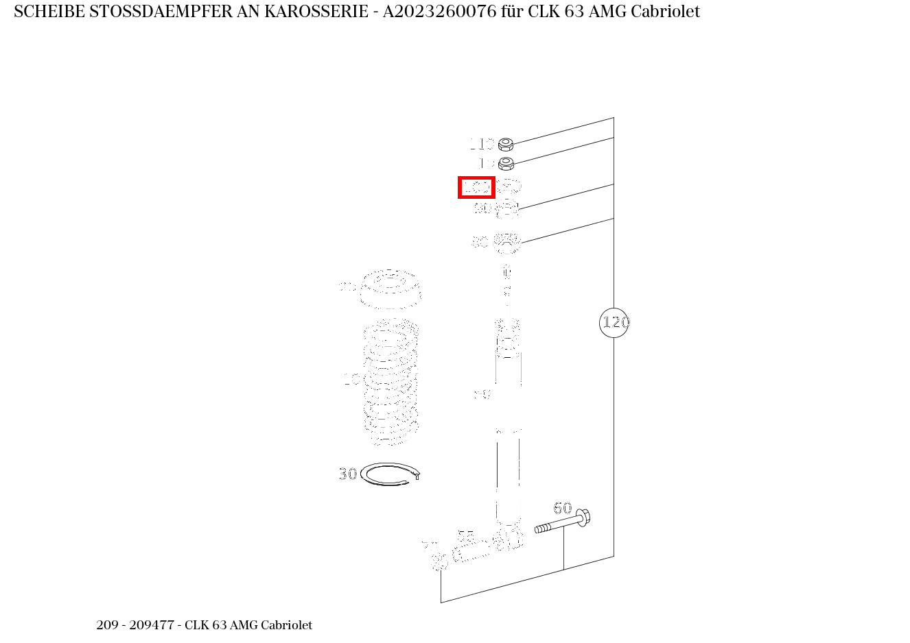 Scheibe STOSSDAEMPFER AN KAROSSERIE CLK 63 AMG Cabriolet 209
