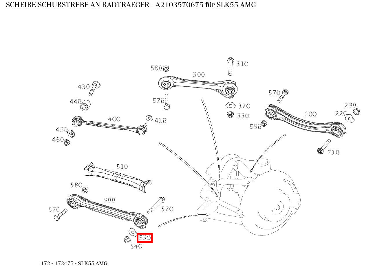 Scheibe SCHUBSTREBE AN RADTRAEGER SLK55 AMG 172 Scheibe SCHUBSTREBE AN RADTRAEGER SLK55 AMG 172