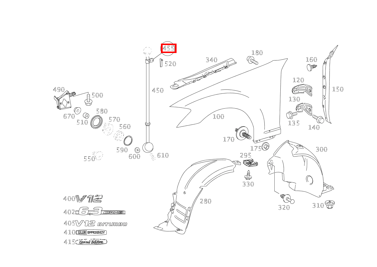 TEILESATZ STANDART.STANGE FLAGGENHALTER S350BT L 4M 221
