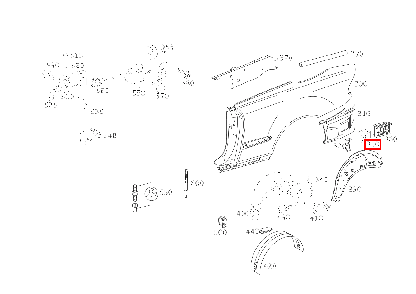 Klappe ENTLUEFTUNG AN HINTERKOTFLUEGEL IM BEREICH STOSSFAENGER RECHTS CLK 63 AMG Cabriolet 209