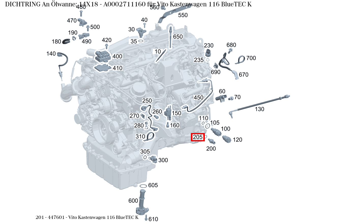 Dichtring An Ölwanne; 14X18 Vito Kastenwagen 116 BlueTEC K 201