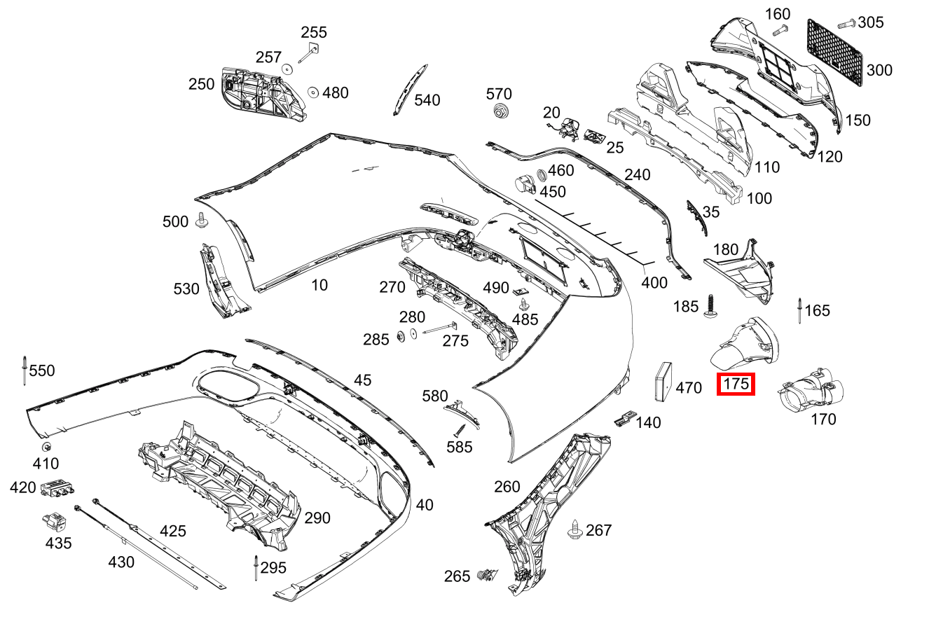 Endrohrblende Rechts Mercedes-AMG CLS 53 4MATIC+ 257 Endrohrblende Rechts Mercedes-AMG CLS 53 4MATIC+ 257