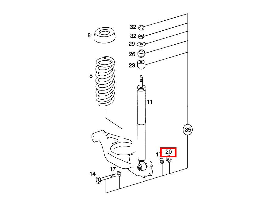 Sechskantmutter STOSSDAEMPFER AN FEDERLENKER; M10 190 D 2.5 Turbo 201 Sechskantmutter STOSSDAEMPFER AN FEDERLENKER; M10 190 D 2.5 Turbo 201