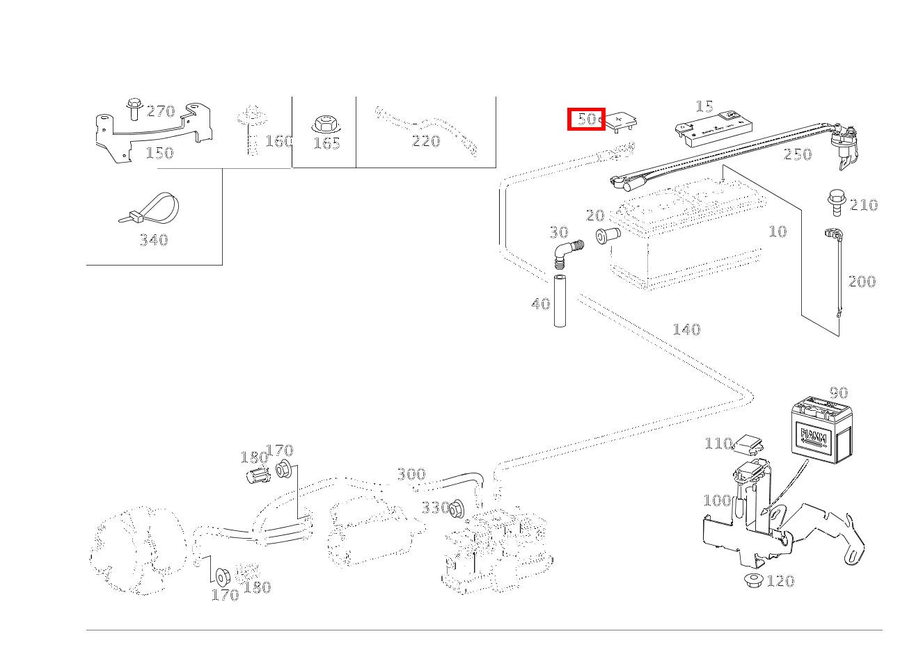 Schutzkappe BATTERIEABDECKUNG(PLUSPOL) CLS 55 AMG 219