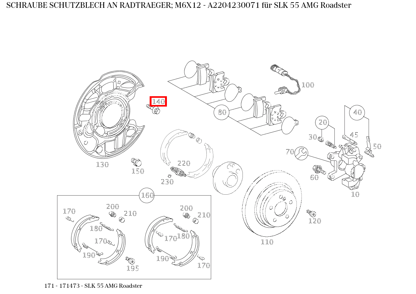 Schraube SCHUTZBLECH AN RADTRAEGER; M6X12 SLK 55 AMG Roadster 171