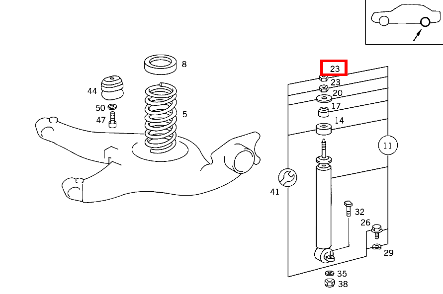 Sechskantmutter STOSSDAEMPFER AN RAHMEN; M10X1 420 SEC COUPE mit Automatic 126 Sechskantmutter STOSSDAEMPFER AN RAHMEN; M10X1 420 SEC COUPE mit Automatic 126