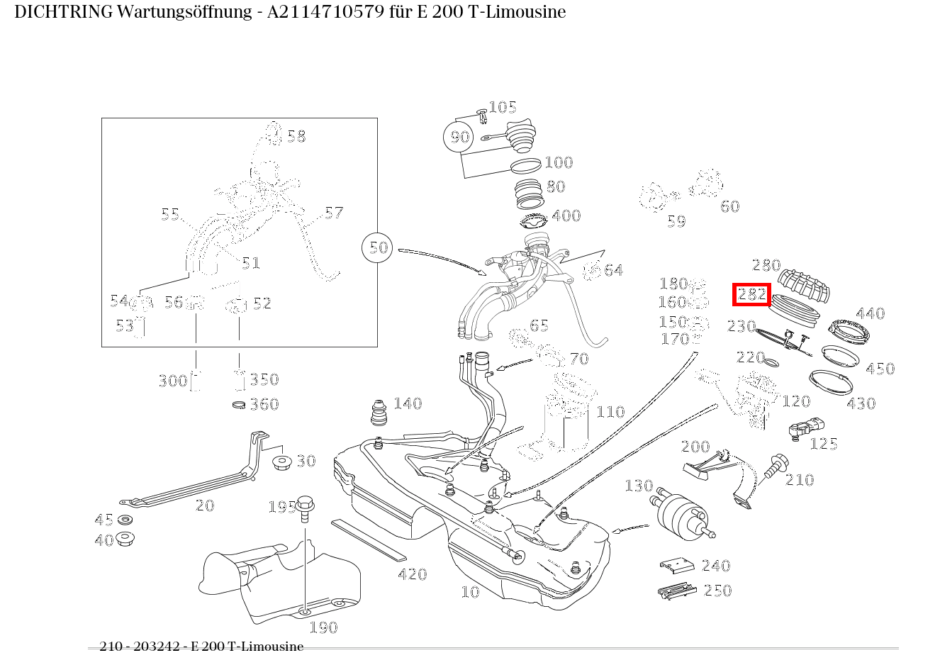 Dichtring Wartungsöffnung E 200 T-Limousine 210 Dichtring Wartungsöffnung E 200 T-Limousine 210