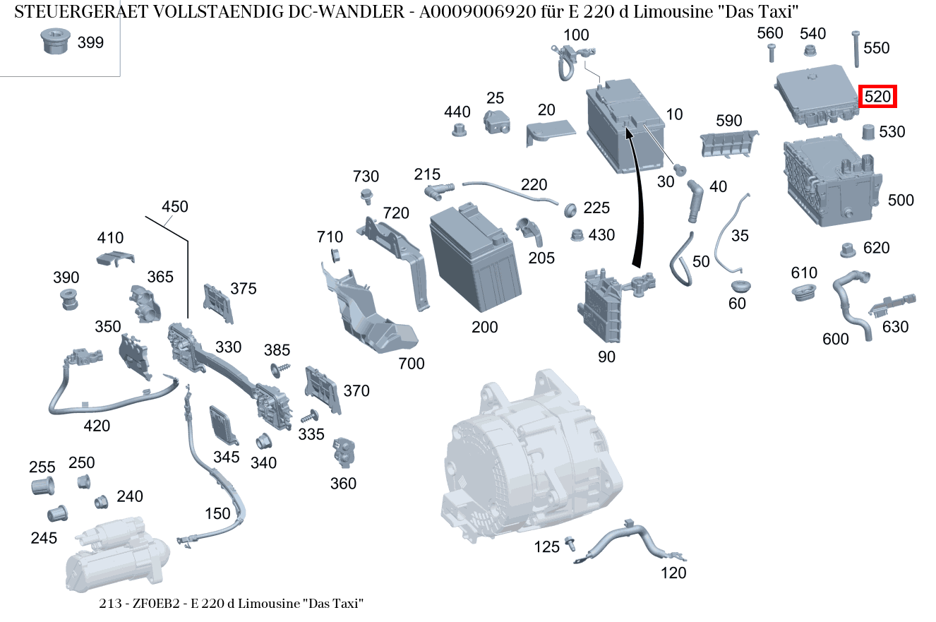 Steuergerät vollständig DC-WANDLER E 220 d Limousine "Das Taxi" 213