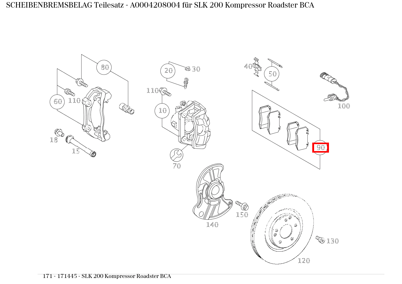 Scheibenbremsbelag Teilesatz SLK 200 Kompressor Roadster BCA 171 Scheibenbremsbelag Teilesatz SLK 200 Kompressor Roadster BCA 171