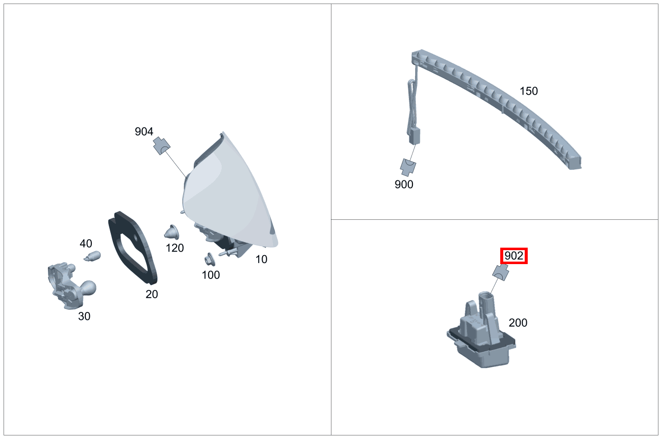 Kupplungsgehäuse Kennzeichenleuchte rechts E19/2; 2-PIN MLK1.2 C 180 205 Kupplungsgehäuse Kennzeichenleuchte rechts E19/2; 2-PIN MLK1.2 C 180 205
