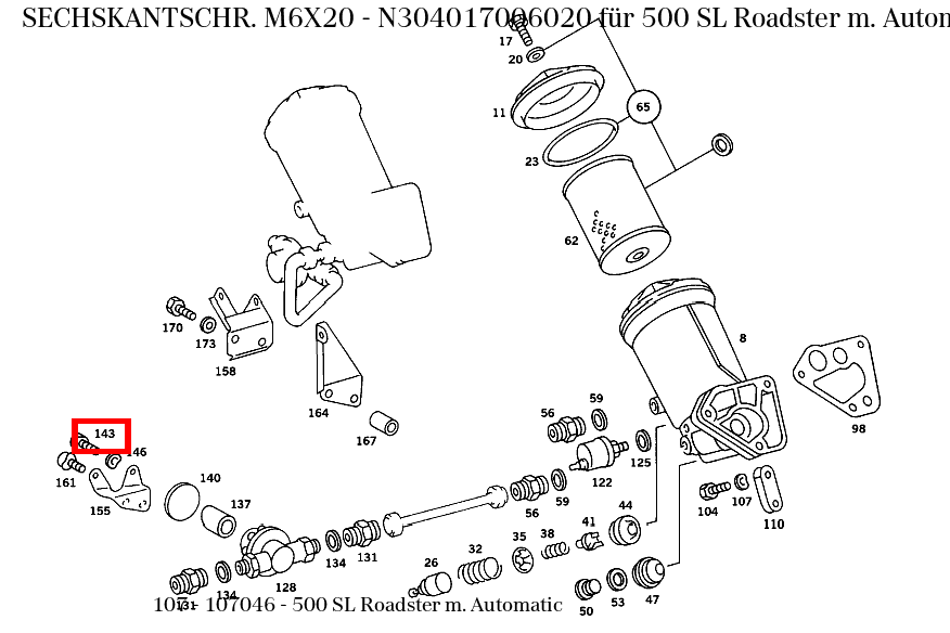 Sechskantschraube M6X20 500 SL Roadster m. Automatic 107