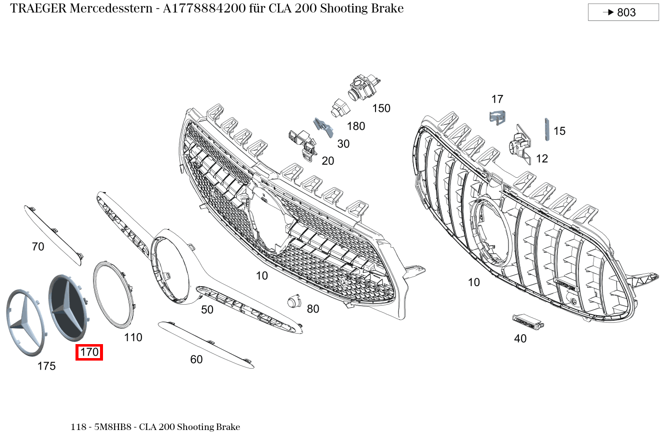 Träger Mercedesstern CLA 200 Shooting Brake 118