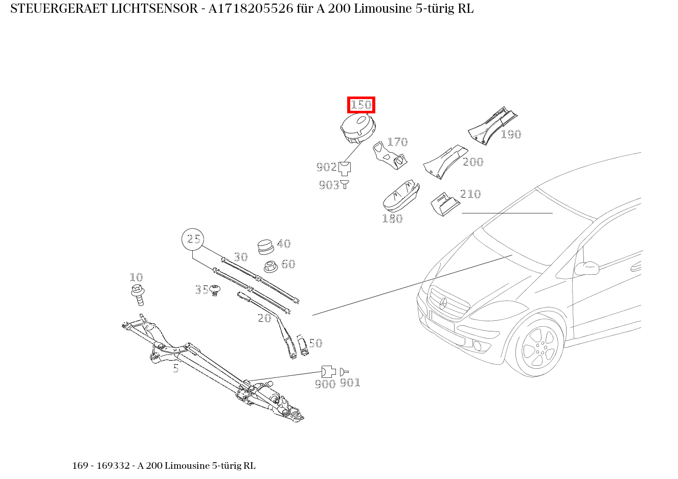 STEUERGERAET LICHTSENSOR A 200 Limousine 5-türig RL 169