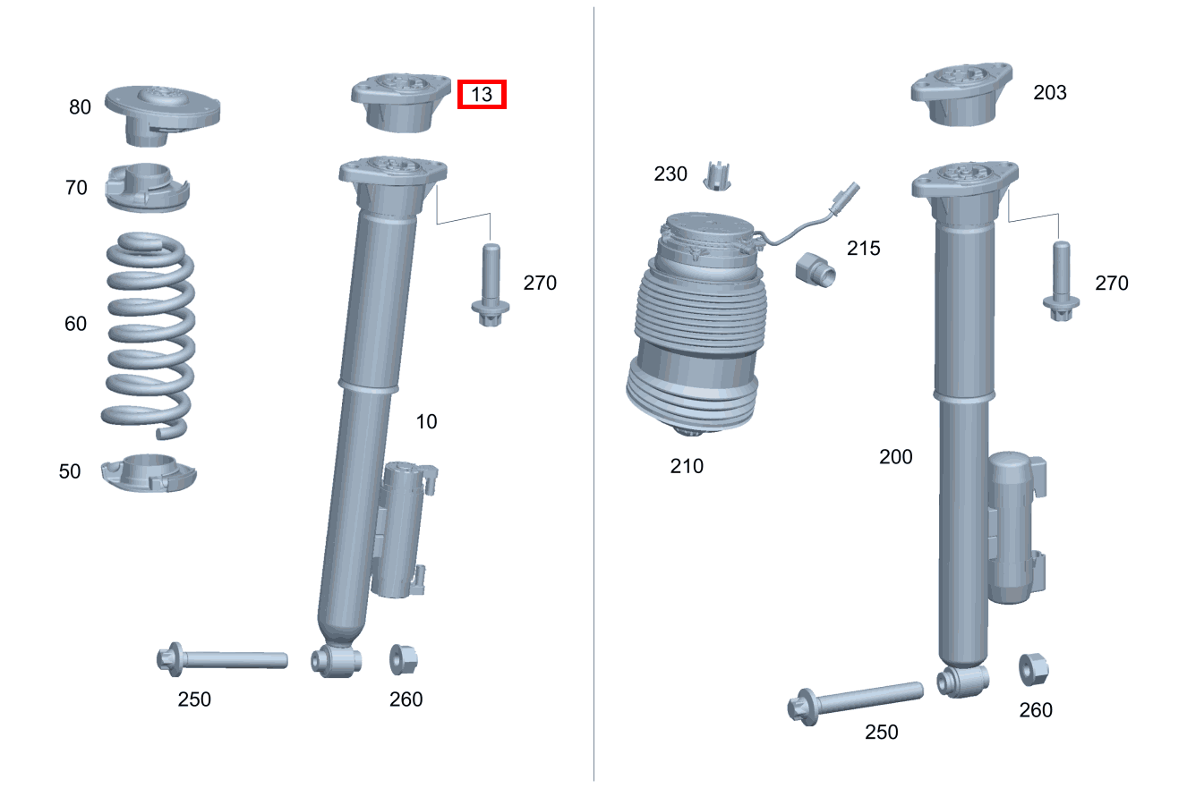 Stützlager STOSSDAEMPFER LINKS UND RECHTS E 300 Cabriolet 238