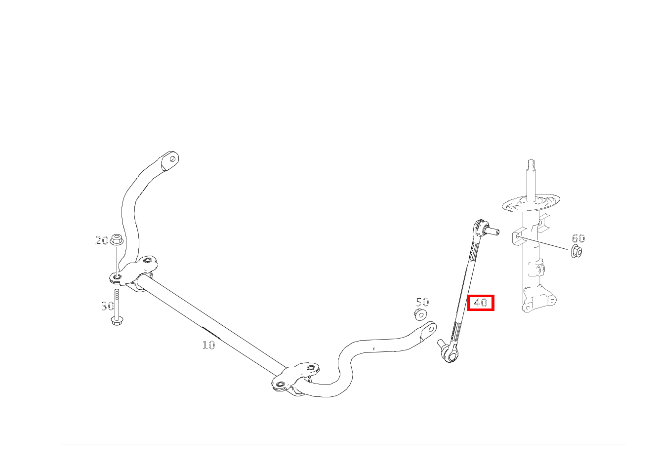 Stange Drehstab und Stoßdämpfer rechts E 500/550 CABR. 207