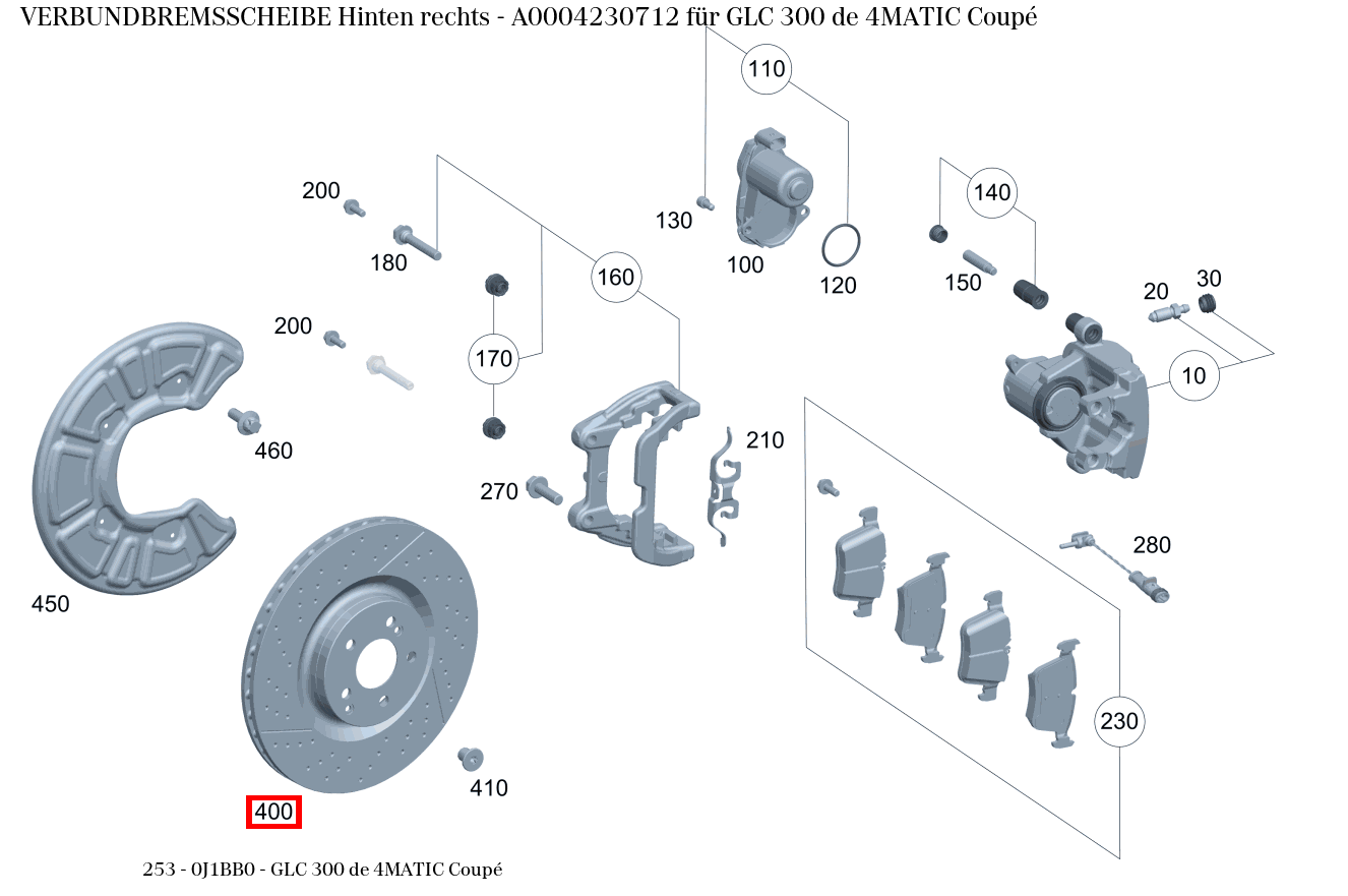 Verbundbremsscheibe Hinten rechts GLC 300 de 4MATIC Coupé 253 Verbundbremsscheibe Hinten rechts GLC 300 de 4MATIC Coupé 253
