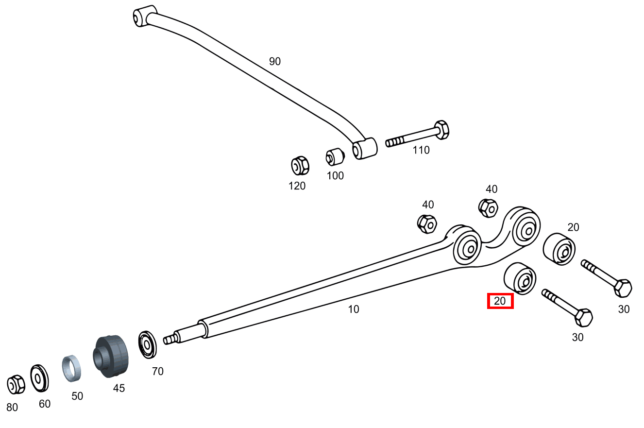 Lager Längslenker G 500 Off-Roader lang BCA 463