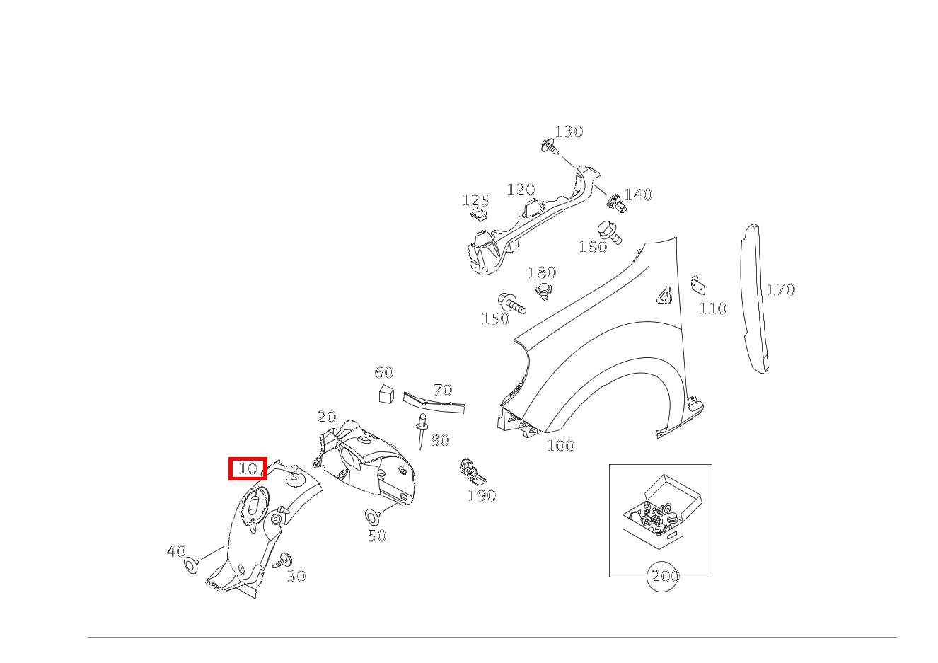 Verkleidung Radhaus Vorn rechts 230 G 460