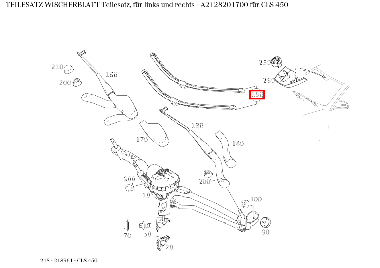 Teilesatz Wischerblatt Teilesatz, für links und rechts CLS 450 218