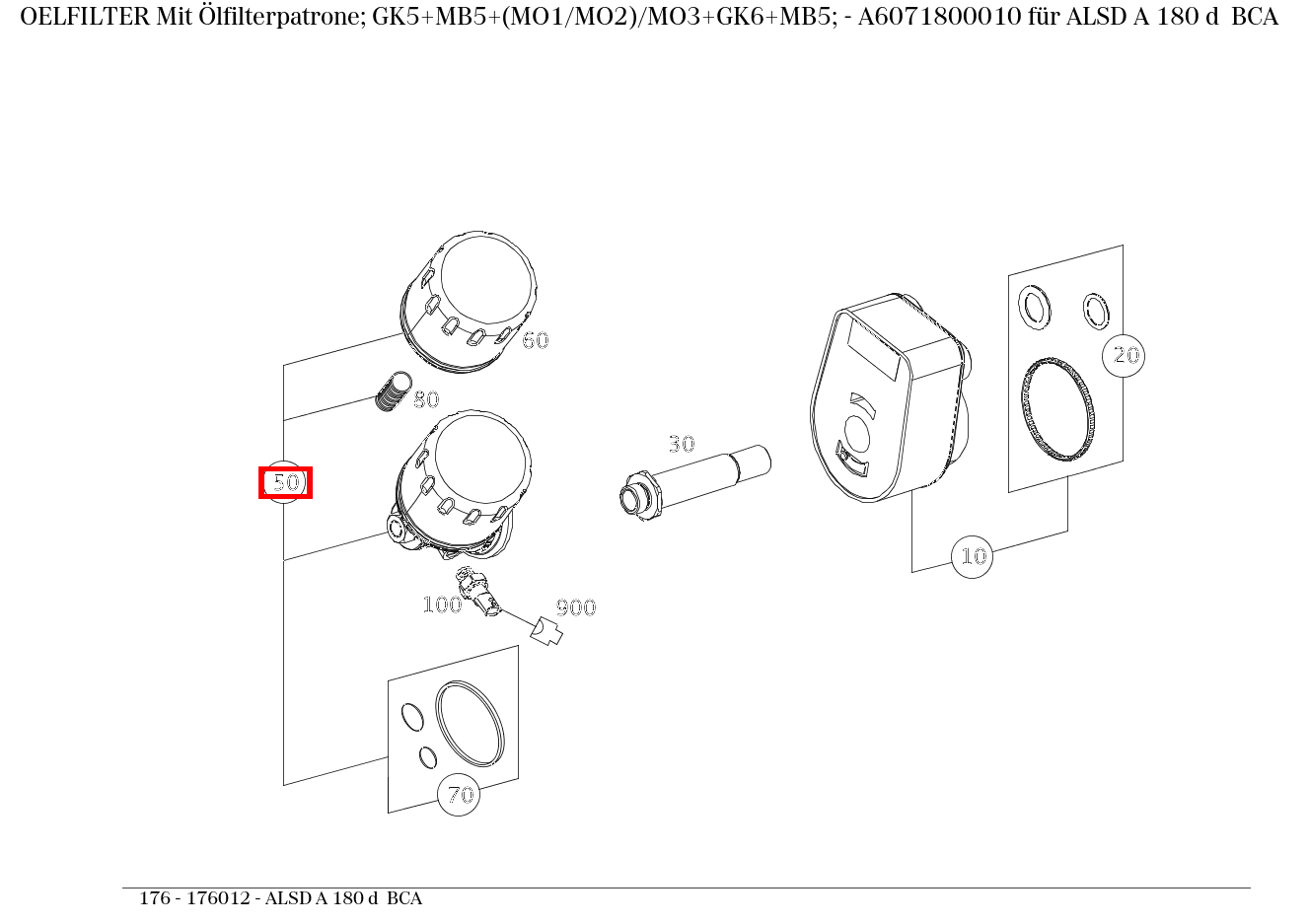 Ölfilter Mit Ölfilterpatrone; GK5+MB5+(MO1/MO2)/MO3+GK6+MB5; ALSD A 180 d BCA 176