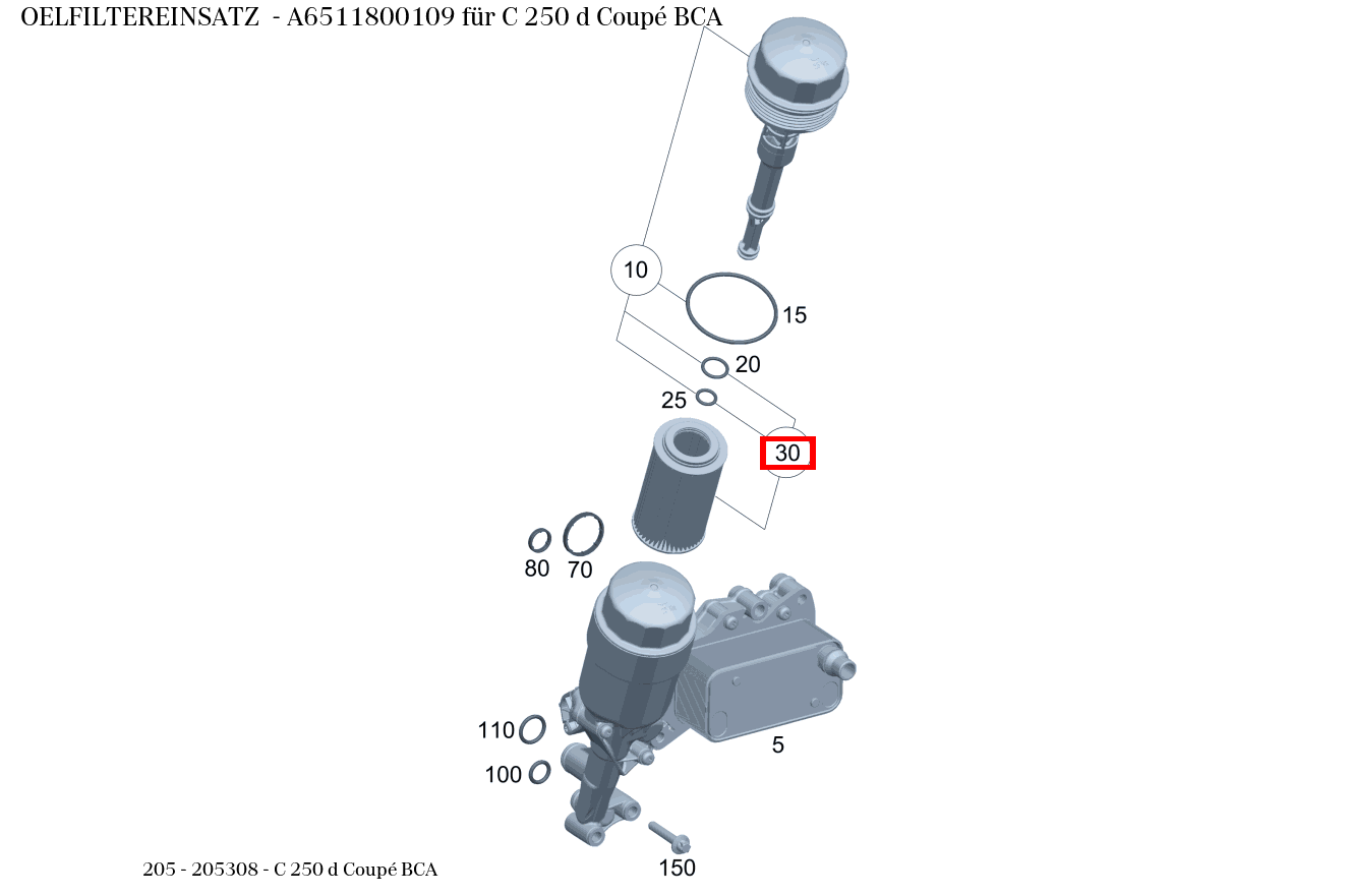 Ölfiltereinsatz C 250 d Coupé BCA 205 Ölfiltereinsatz C 250 d Coupé BCA 205