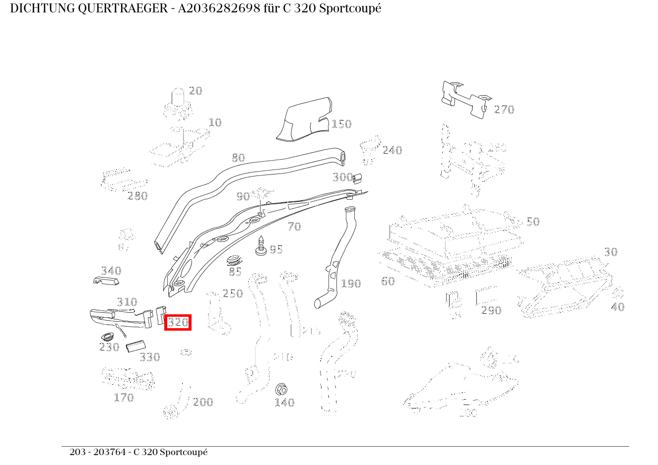 ABDICHTUNG QUERTRAEGER C 320 Sportcoupé 203 ABDICHTUNG QUERTRAEGER C 320 Sportcoupé 203