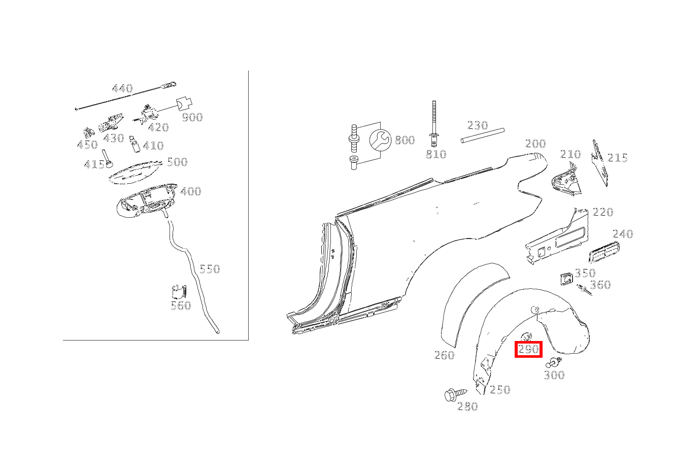 KUNSTSTOFFMUTTER BEFESTIGUNG ABDECKUNG E 500/550 CABR. 207