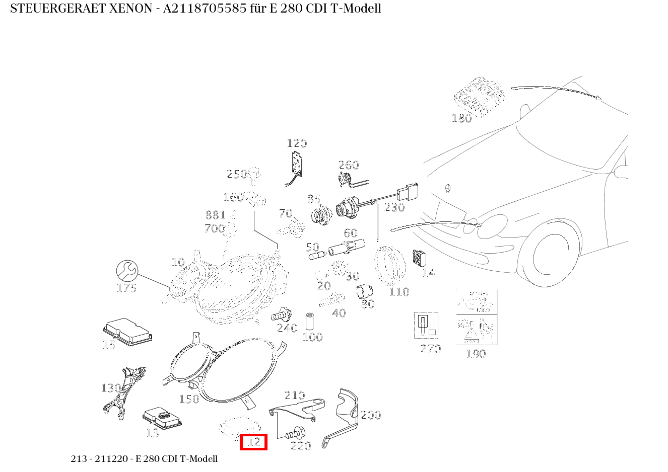 STEUERGERAET XENON E 280 CDI T-Modell 213 STEUERGERAET XENON E 280 CDI T-Modell 213
