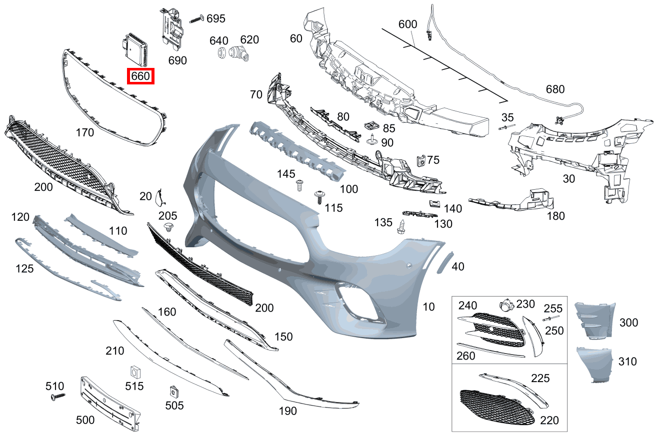 Radarsensor In Stoßfänger vorn rechts für E 238, S 222-Klasse kaufen 