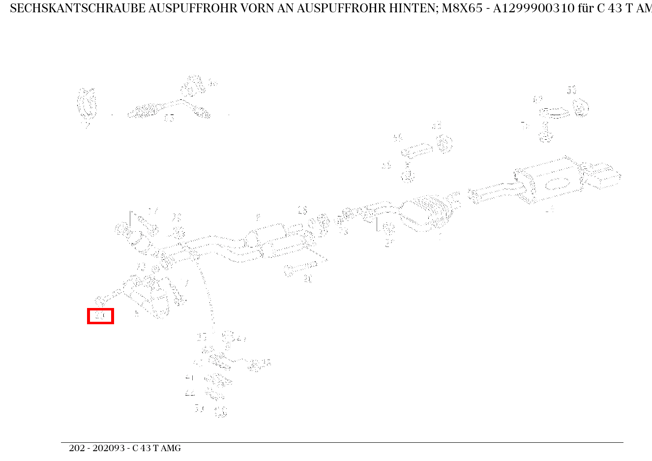 Sechskantschraube AUSPUFFROHR VORN AN AUSPUFFROHR HINTEN; M8X65 C 43 T AMG 202