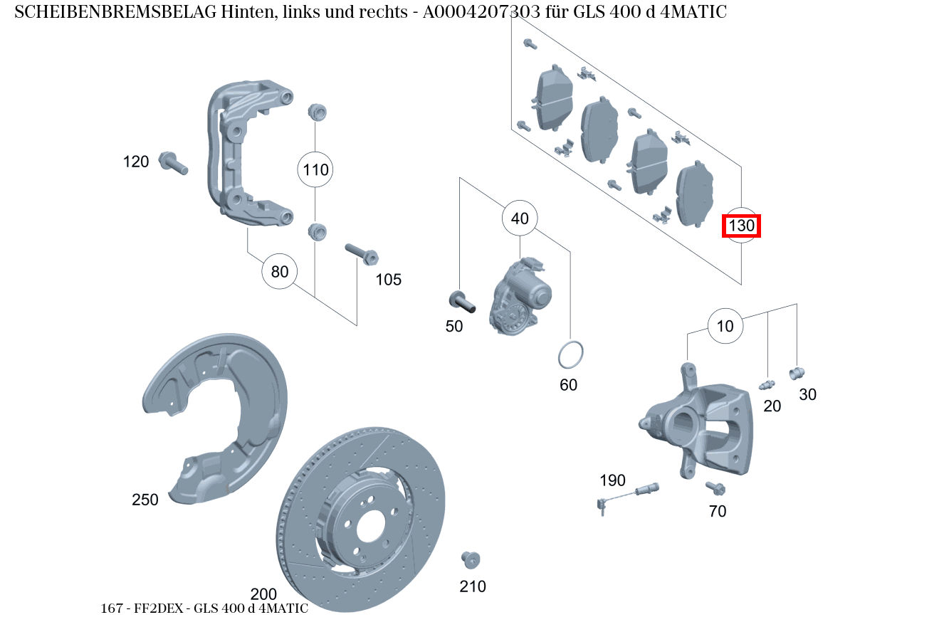 Scheibenbremsbelag Hinten, links und rechts GLS 400 d 4MATIC 167 Scheibenbremsbelag Hinten, links und rechts GLS 400 d 4MATIC 167