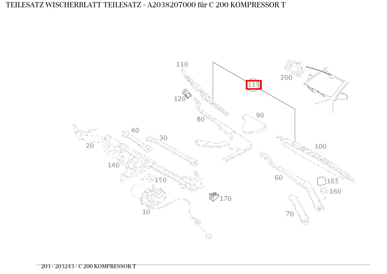 Teilesatz Wischerblatt TEILESATZ C 200 KOMPRESSOR T 203 Teilesatz Wischerblatt TEILESATZ C 200 KOMPRESSOR T 203