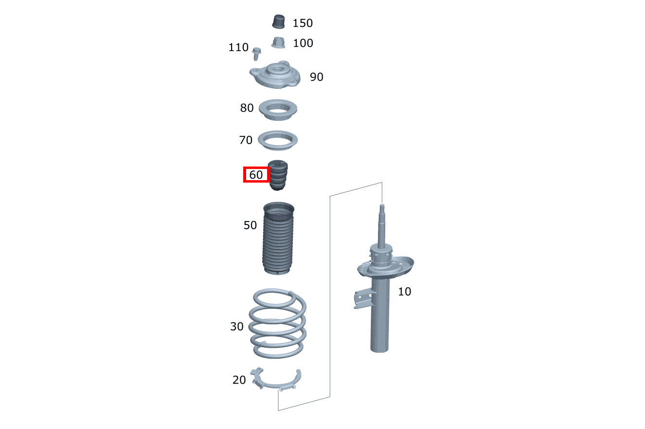 Anschlagpuffer Stossd. Links und rechts A 180 Kompaktlimousine 205